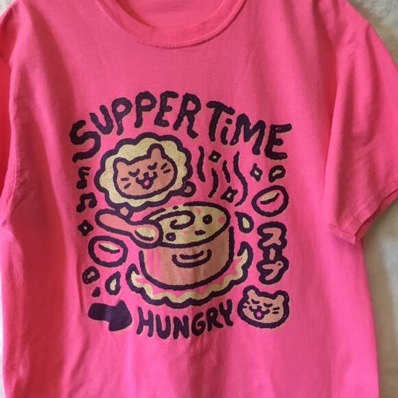 Port & Company Pink "Suppertime Hungry" T-Shirt - Picture 3 of 5